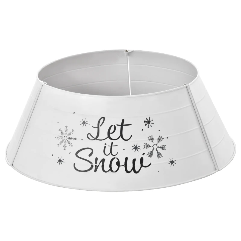HOMCOM Metal Christmas Tree Collar, 26 Inch Round Christmas Tree Ring for Home Holiday Decoration, White