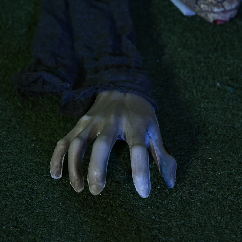 HOMCOM62 Inch/5.2ft Life Size Outdoor Halloween Decoration Crawling Zombie, Animated Prop Decor with Sound and Motion Activated, Light Up Eyes, Creepy Sound