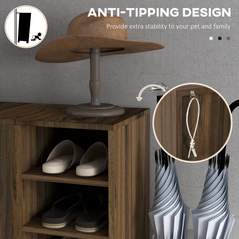 HOMCOM Shoe Storage with Double Doors and Open Shelves 17 Pair Shoe Storage Organizer for Entryway Hallway Walnut