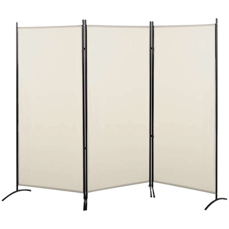 HOMCOM 6' 3 Panel Room Divider, Double Hinged Folding Wall Divider, Indoor Privacy Screen for Home Office, Beige
