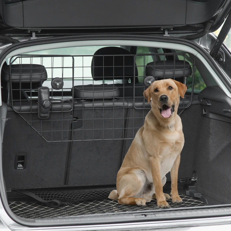 PawHut 35.5" - 47" Vehicle Pet Barrier, Adjustable Dog Fence for Car SUV Truck, Universal Fit Expandable Safe Guard Gate, Black
