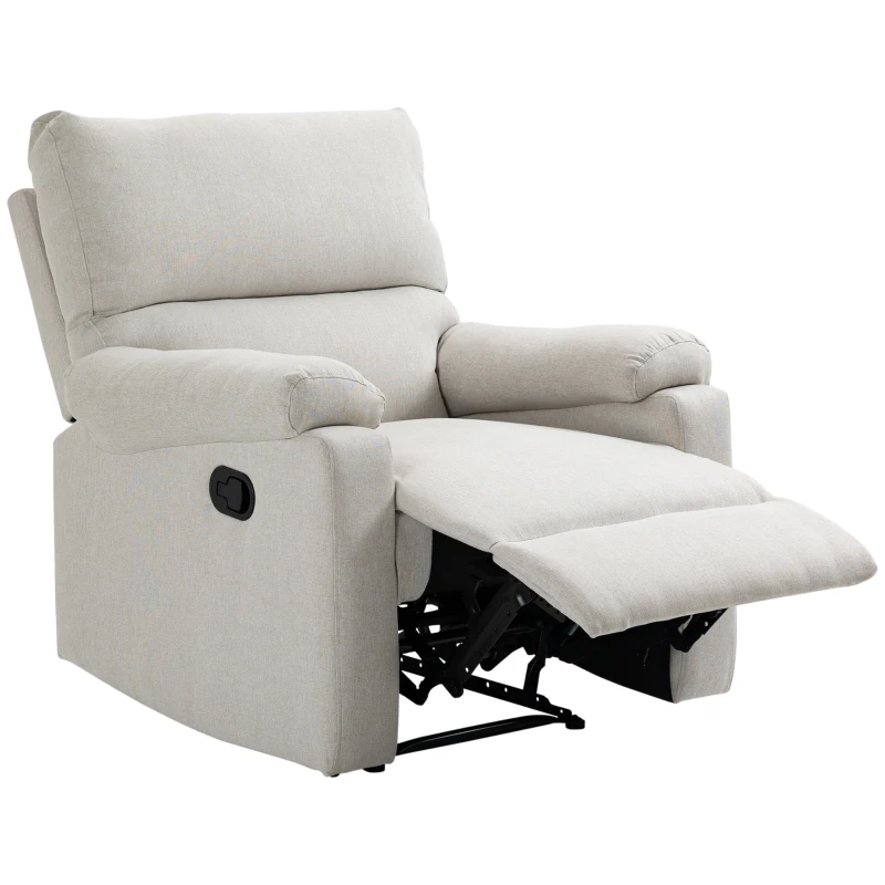 HOMCOM Recliner Chair, Manual Reclining Chair with Footrest, Padded Seat for Living Room, Bedroom, Study, Cream White