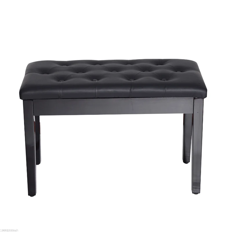 HOMCOM 30" Piano Bench with Padded Cushion and Storage, Faux Leather Keyboard Bench with Solid Wood Legs, Black
