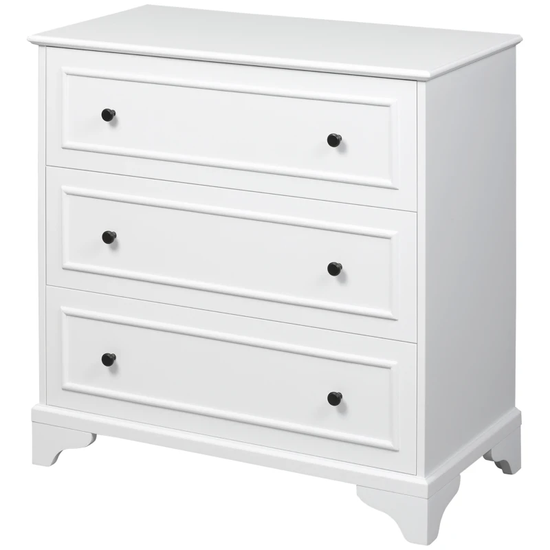 HOMCOM 3-Drawer Dresser Tower Storage Cabinet, Chest of Drawers for Bedroom, Hallway, Living Room and Bathroom, White