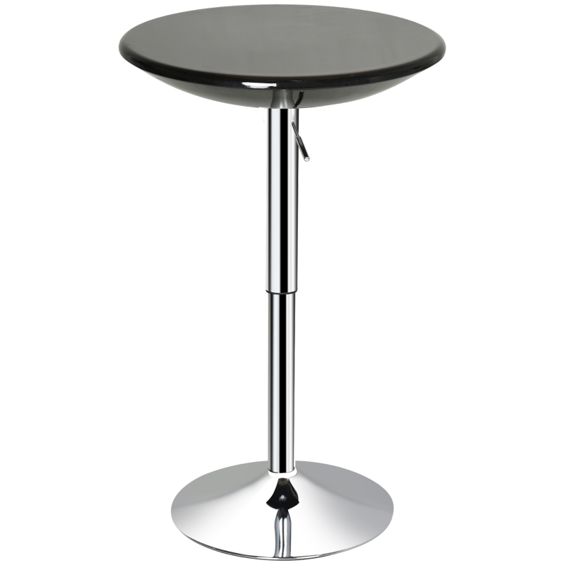 HOMCOM Round Cocktail Bar Table Metal Base Tall Bistro Pub Table Adjustable Counter Height Black Silver