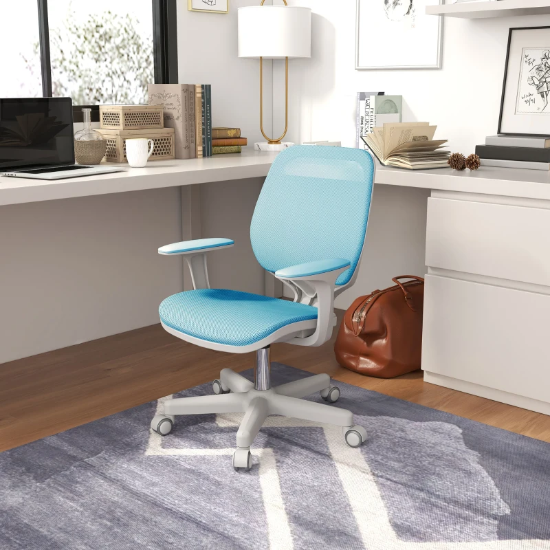 Vinsetto Office Chair, Small Computer Desk Chair with Mesh Back, Swivel Castors, Arm, Light Blue