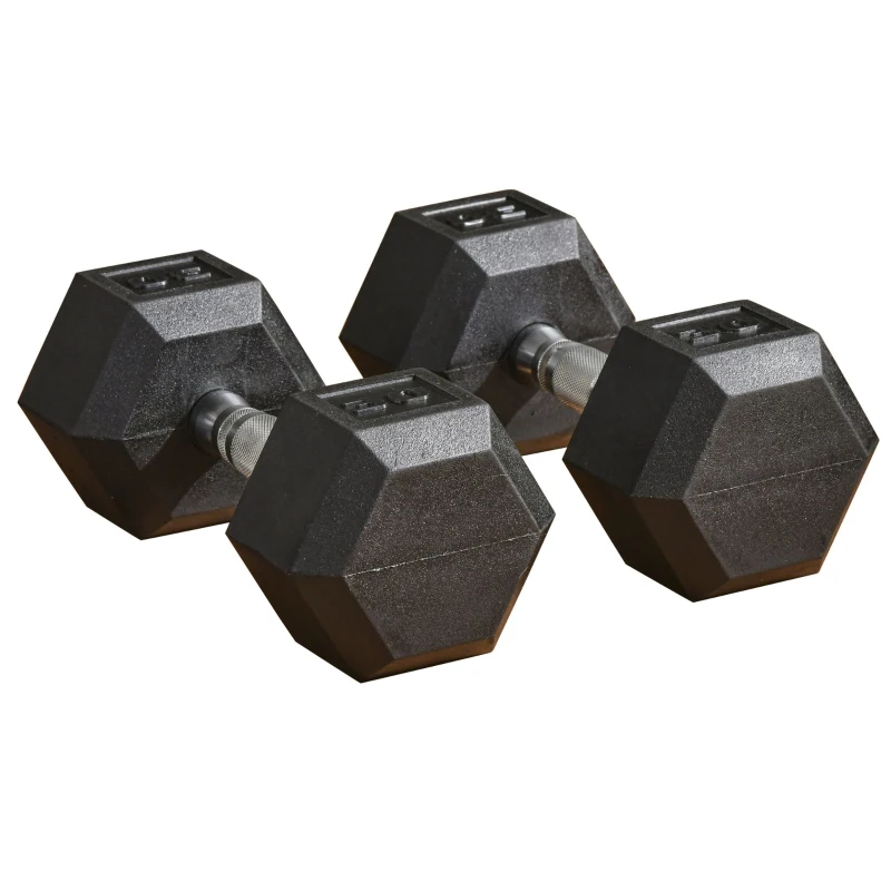 Soozier Rubber Dumbbells Weight Set, Total 60lbs, 30lbs Each, Dumbbell Hand Weight for Body Fitness Training for Home Office Gym, Black