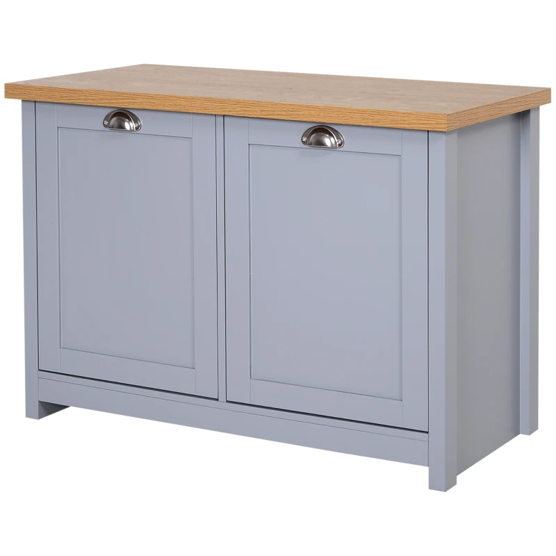 HOMCOM Shoe Cabinet with Double Doors, Shoe Storage Cabinet with 4 Compartments for Hallway, Entryway, Grey
