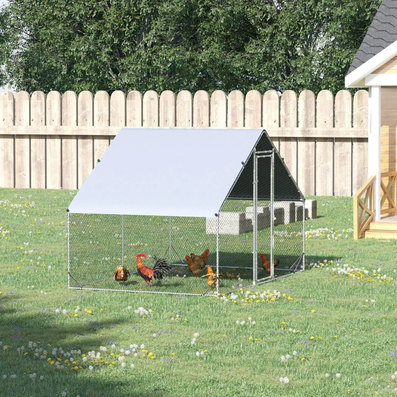 PawHut 9.8' x 6.6' x 6.6' Chicken Coop Cage, Outdoor Hen House w/Cover & Lockable Door