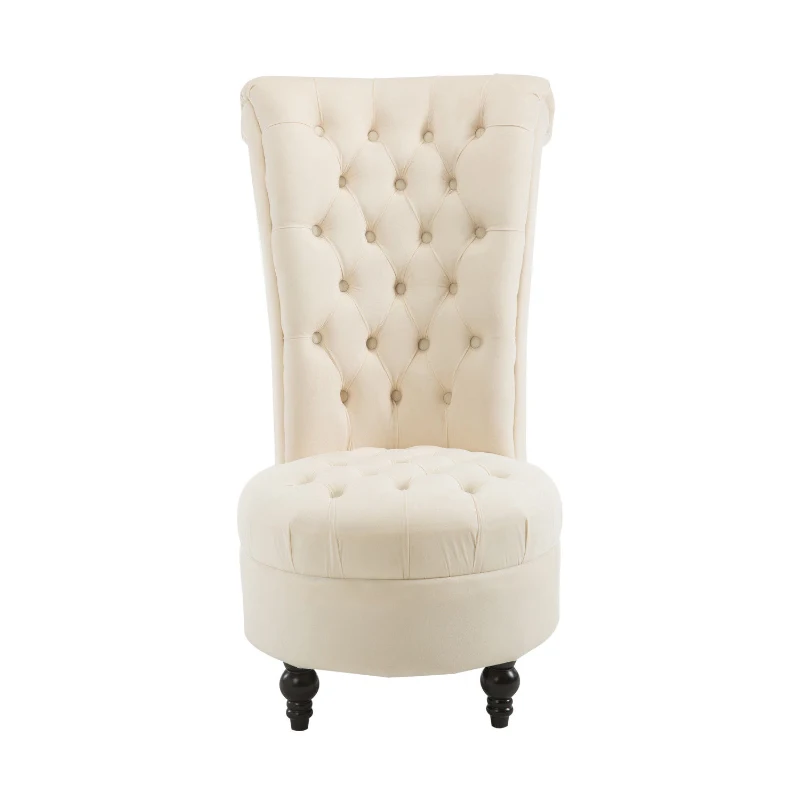 HOMCOM 45" Tufted High Back Velvet Accent Chair Living Room Soft Padded Couch Lounge (Cream White)