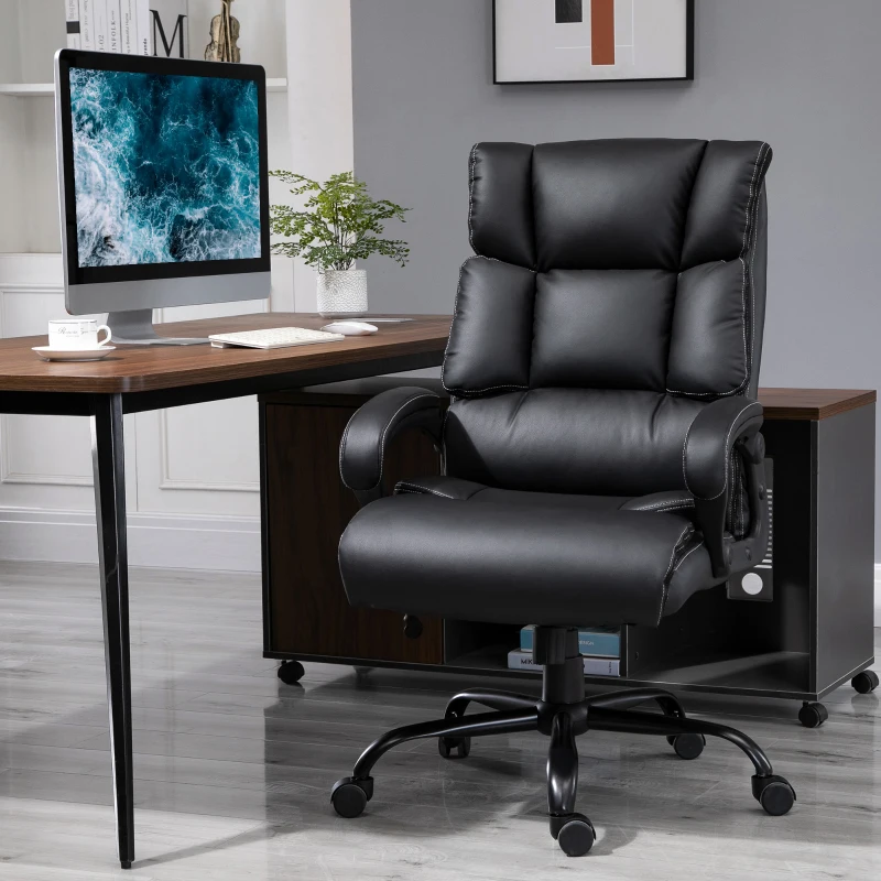 Vinsetto Ergonomic Heavy-Duty Office Chair with Adjustable Height, PU Leather, Rocker, 360° Swivel, 400lbs Capacity, Black