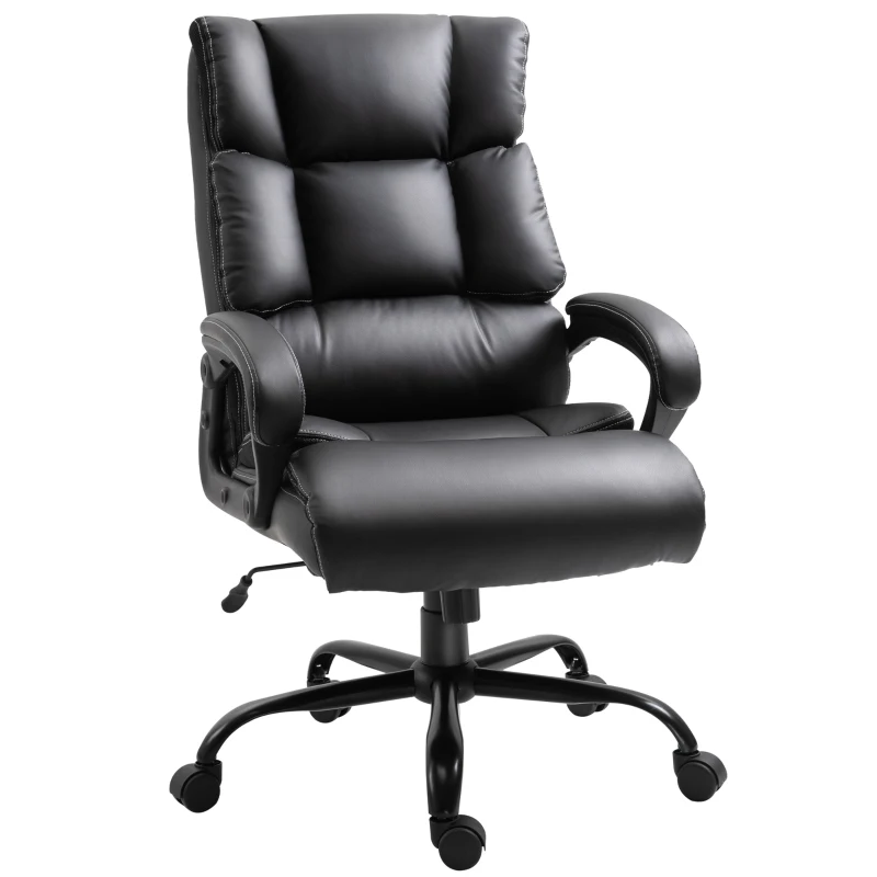 Vinsetto Ergonomic Heavy-Duty Office Chair with Adjustable Height, PU Leather, Rocker, 360° Swivel, 400lbs Capacity, Black