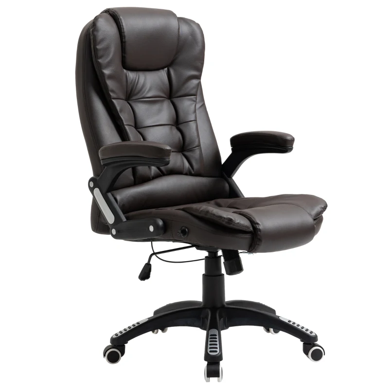 Vinsetto Executive Office Chair High Back PU Leather Computer Chair, with Swivel Wheels, Arm, Adjustable Height, Brown