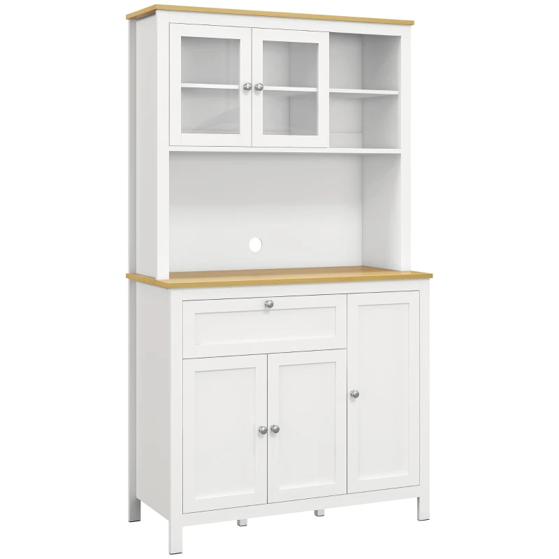HOMCOM 71" 5-Door Kitchen Pantry Cabinet, Freestanding Storage Cabinet Cupboard with Adjustable Shelves, White