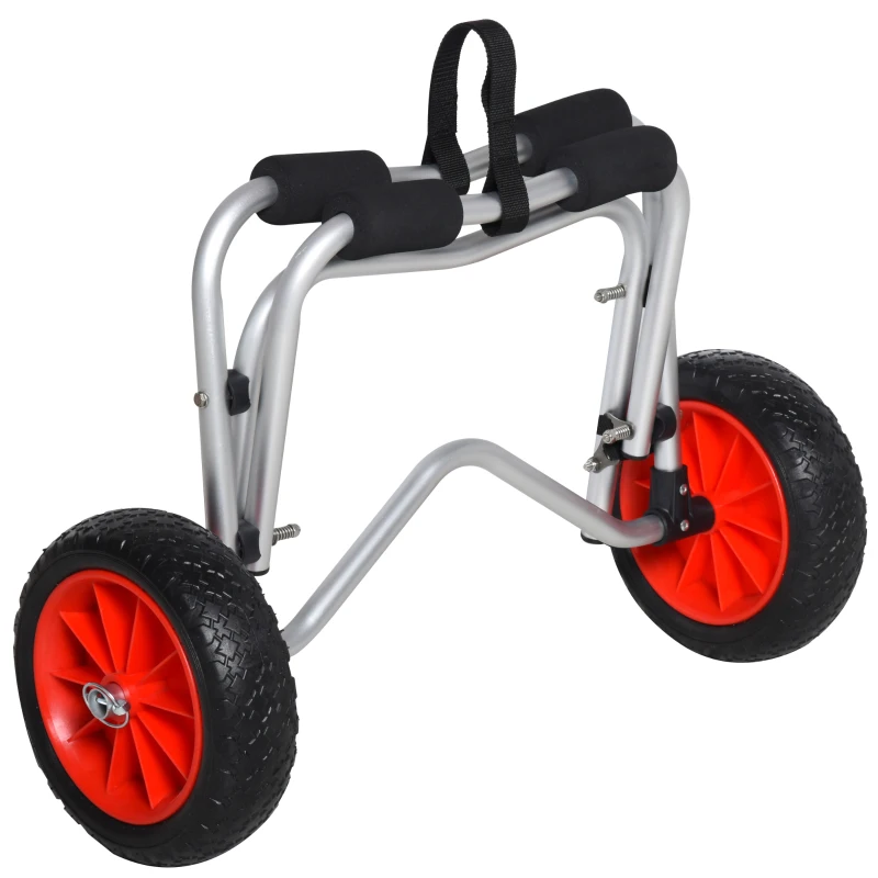 Soozier Foldable Kayak Cart, Aluminum Boat Canoe Carrier Tote Dolly Trolley Transport Trailer NO-Flat Wheel Silver