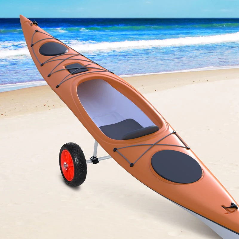 Soozier Universal Kayak Cart Trolley Trailer with Strong Aluminum Frame, Adjustable Width Crossbar, Large Tires