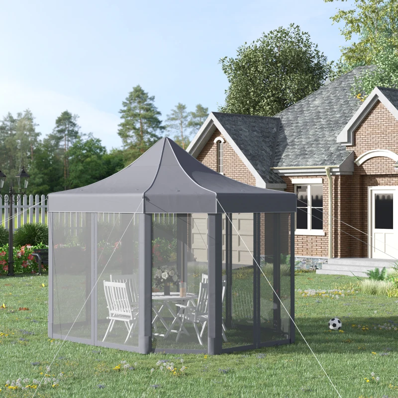 Outsunny 13' x 10' Pop Up Gazebo, Octagon Canopy Tent with Zippered Mesh Sidewalls, Weight Bags, Height Adjustable and Carrying Bag, Event Tent for Patio Garden Backyard, Grey