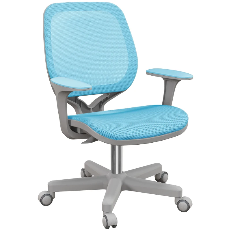 Vinsetto Office Chair, Small Computer Desk Chair with Mesh Back, Swivel Castors, Arm, Light Blue