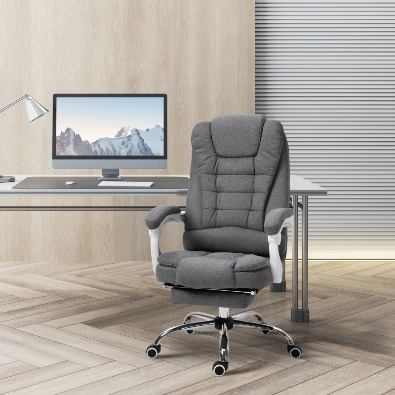 Vinsetto High Back Computer Chair with Retractable Footrest, Executive Office Chair with Adjustable Height, Dark Grey