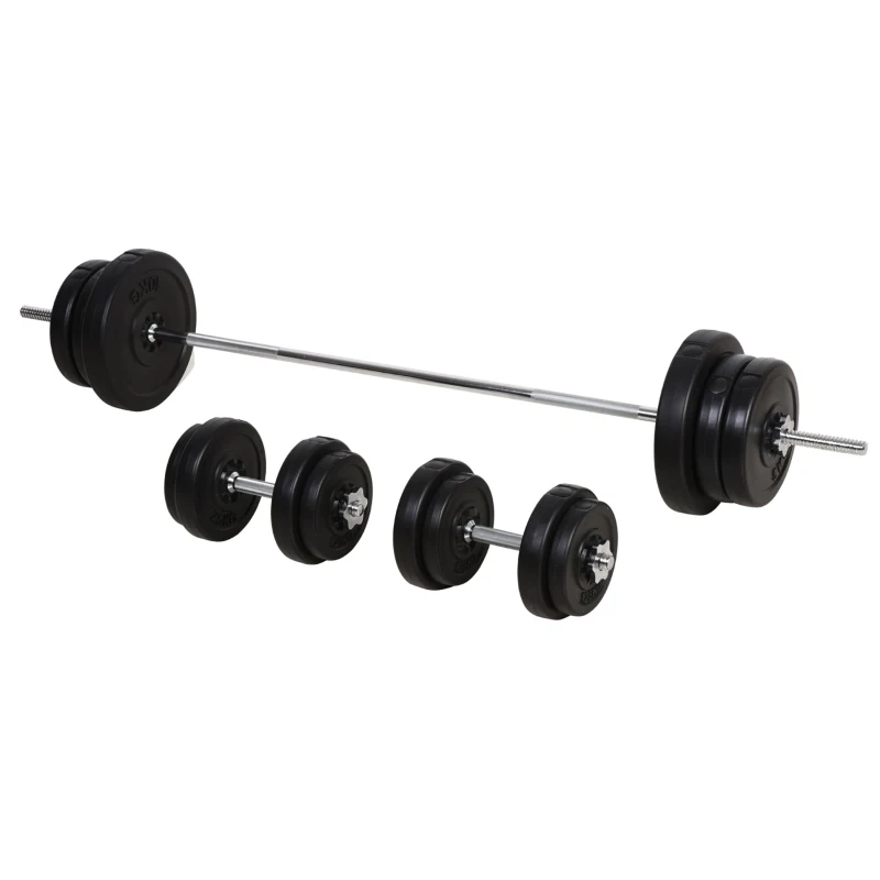 Soozier 145lbs Dumbbell & Barbell Adjustable Set Plate Bar Clamp Rod Home Gym Sports Area Exercise