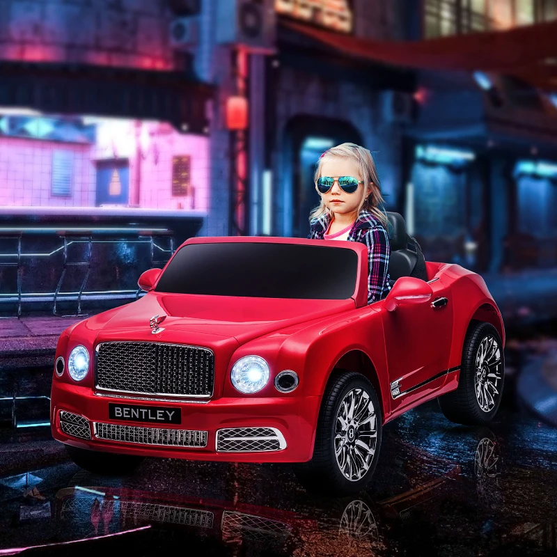 Aosom Electric Ride On Car with Parent Control, 12V 7AH Battery Powered Car with LED Lights, MP3, Horn, Music, 2 Motors, for 37-72 Months, Red