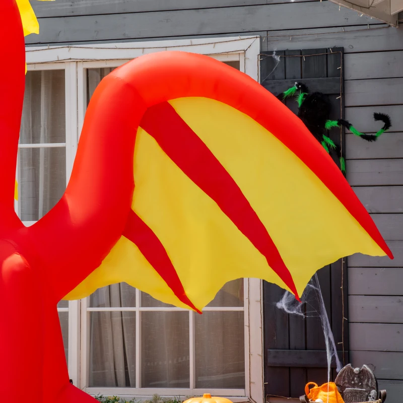 HOMCOM 9.5ft Halloween Inflatables, Giant Inflatable Fire Dragon, Blow Up Outdoor LED Yard Display, Waterproof