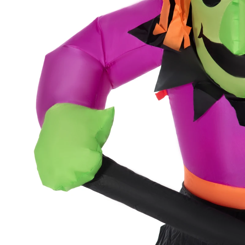 Outsunny 6ft Inflatable Halloween Witch Brews Cauldron with Flame Light, Blow-Up LED Display Indoor Outdoor for Garden, Lawn, Party, Holiday