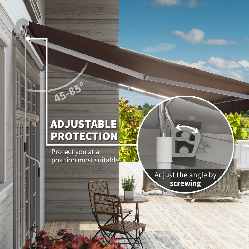 Outsunny Outside Residential Pop-Out Polyester Awning w/ UV & Rain Protection Brown