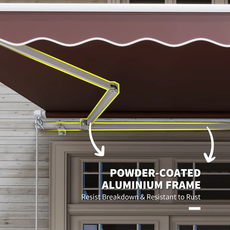 Outsunny Outside Residential Pop-Out Polyester Awning w/ UV & Rain Protection Brown