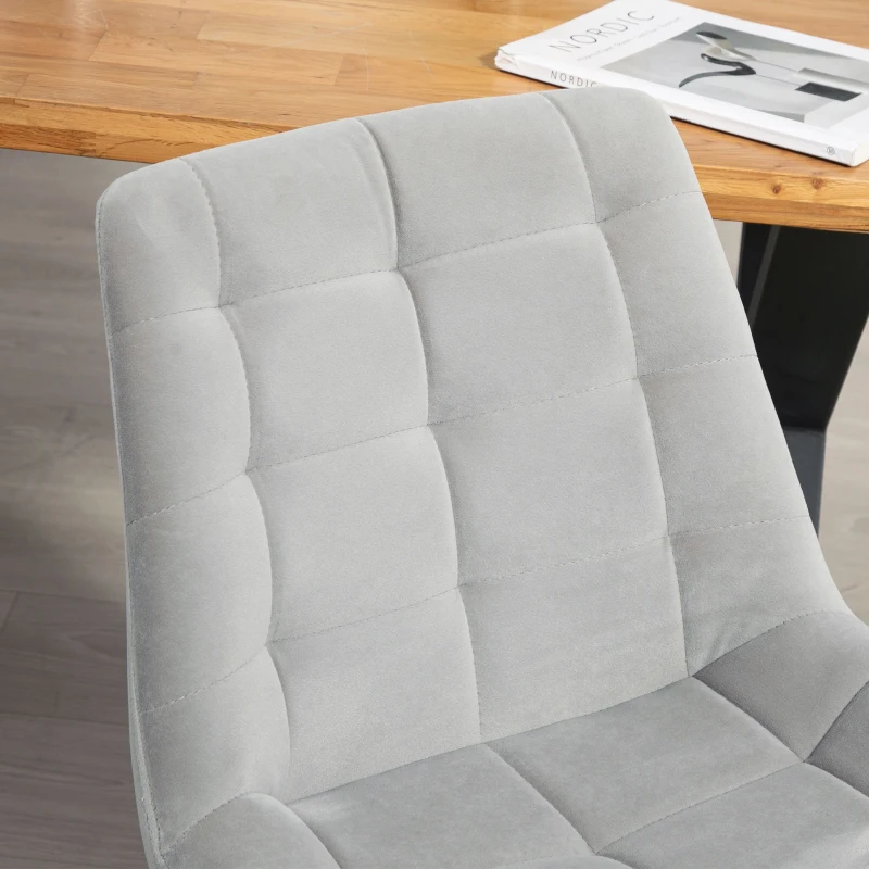 HOMCOM 2 Pieces Dining Chairs, Set of 2 Upholstered Kitchen Chairs with Padded Seat and Steel Legs for Living Room Light Grey