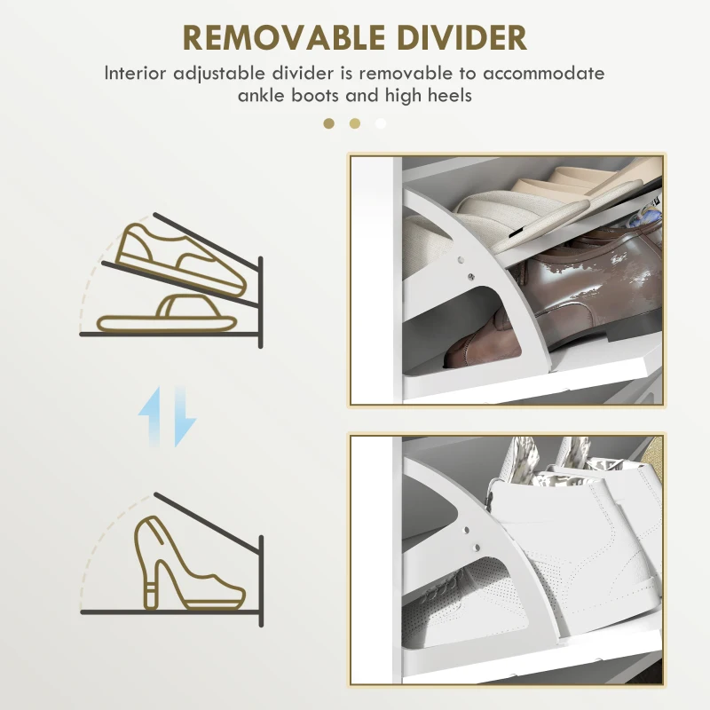HOMCOM Shoe Storage Cabinet with 4 Flip Drawers and Adjustable Shelf, Shoe Cabinet for 16 Pairs of Shoes, White