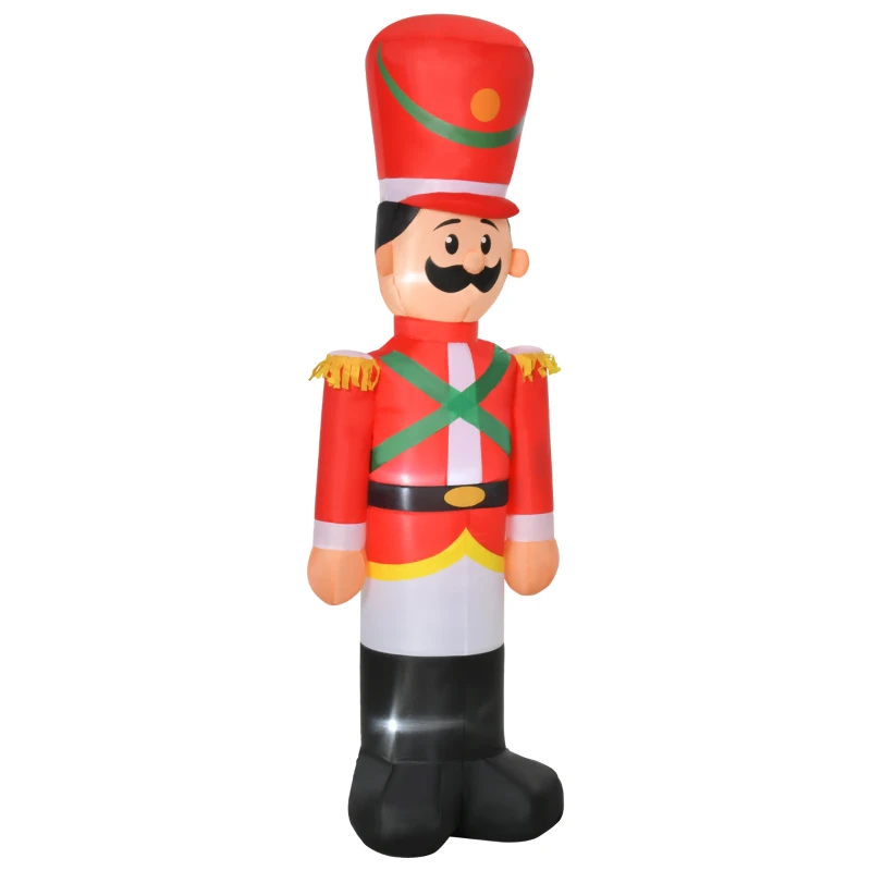 HOMCOM 6ft Christmas Inflatables Outdoor Decorations Nutcracker Soldier, Blow-Up Yard Christmas Decor with LED Lights Display
