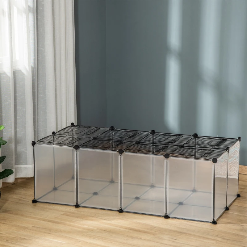 PawHut Pet Playpen Small Animal Cage Transparent Customizable Fence with Door for Hamster, Guinea Pigs, Chinchilla, 14 x 18 in