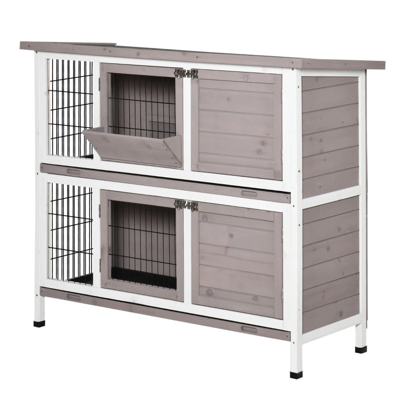 PawHut Indoor/Outdoor Rabbit Hutch, Quick Feeding