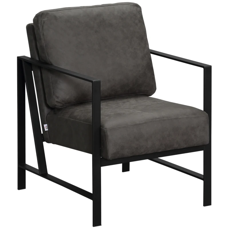 HOMCOM Industrial Accent Chairs with Cushioned Seat and Back, Gray