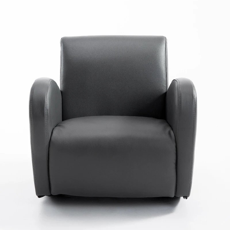 Qaba Kids Sofa Rocking Chair with Side Pocket, PU Leather Toddler Armchair for Children Grey