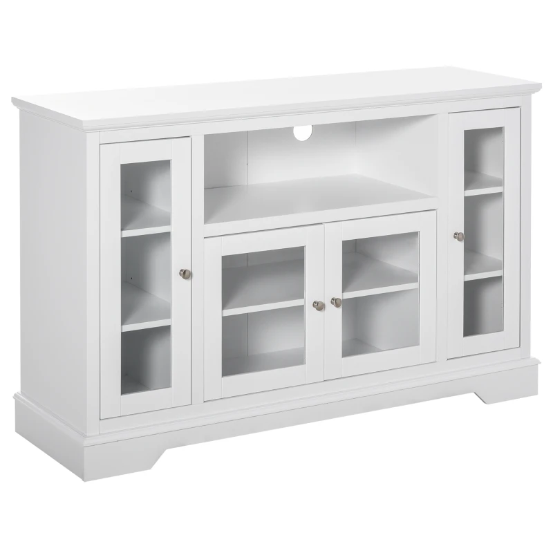 HOMCOM Sideboard Buffet Cabinet with Storage, Kitchen Cabinet Coffee Bar Cabinet with Glass Doors for Living Room, Kitchen, White