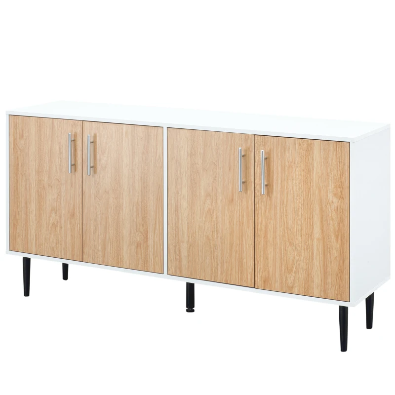 HOMCOM Modern Sideboard, Buffet Cabinet, Console Table with Adjustable Shelves, Anti-Topple Design, and Large Countertop, Natural