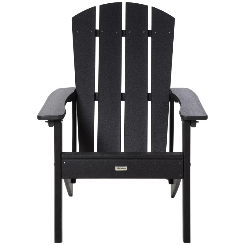 Outsunny Adirondack Chair, HDPE Fire Pit Chair, Weather Resistant Outdoor Chair for Patio, Garden, Backyard, Lawn, Black