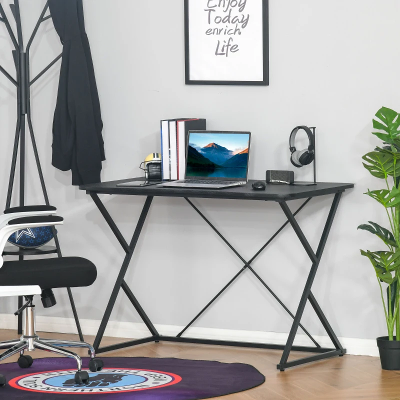 HOMCOM 43" Home Office Computer Desk Study Student Writing Table with Z and X Bar Frame Support for Living Room, Black