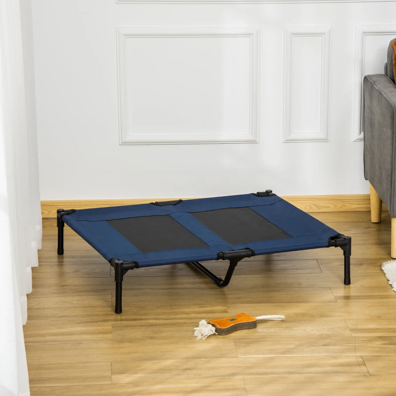 PawHut 36" x 30" Elevated Cooling Summer Dog Cot Pet Bed with Mesh Ventilation - Blue