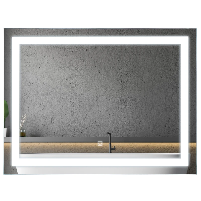 HOMCOM Illuminated LED Bathroom Vanity Mirrors with Lights Modern Makeup Wall Mirror