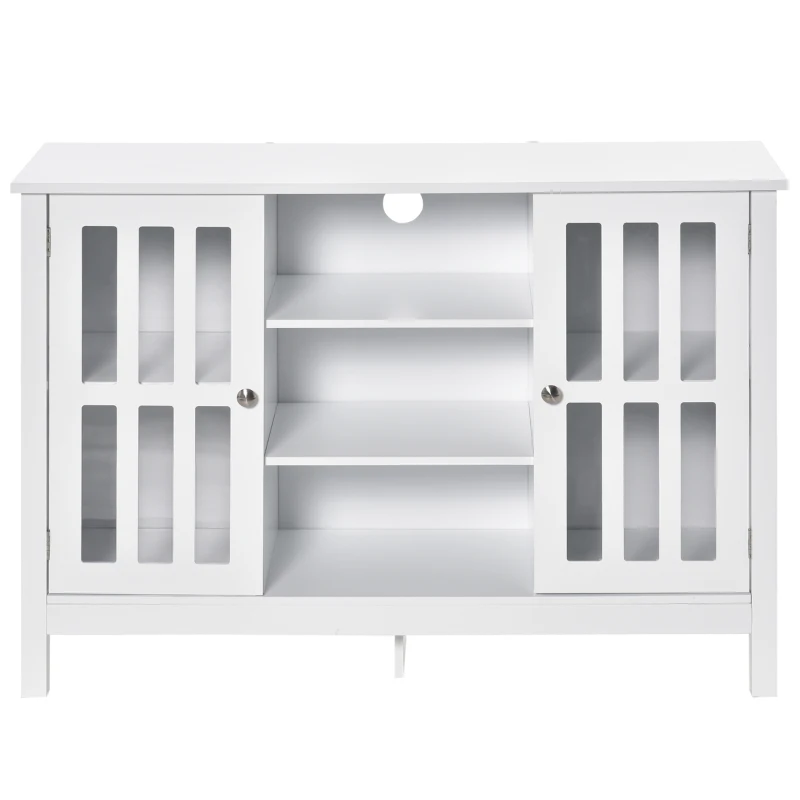 HOMCOM Sideboard, Buffet Cabinet, Coffee Bar Cabinet, Kitchen Cabinet with Storage Shelves, Slatted Framed Doors and Cable Management for Living Room, White