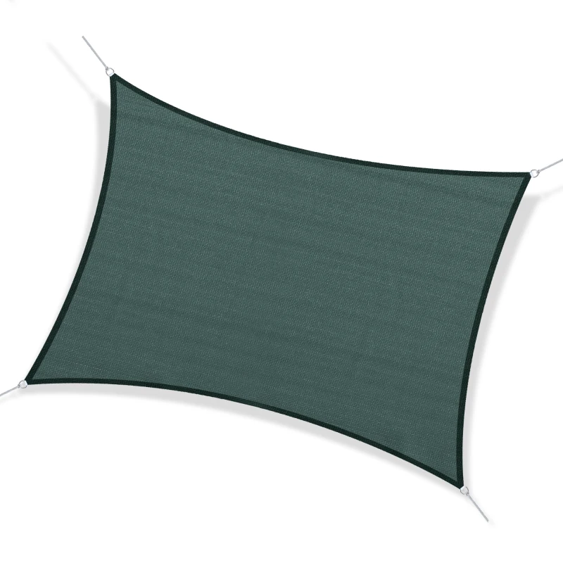 Outsunny 16' x 20' Sun Shade Sail Canopy Outdoor Shade Sail Cloth for Patio Deck Yard with D-Rings and Rope Included, Green
