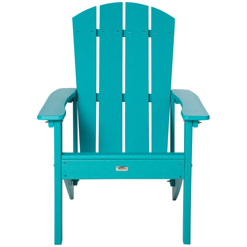 Outsunny Adirondack Chair, HDPE Fire Pit Chair, Weather Resistant Outdoor Chair for Patio, Garden, Backyard, Lawn, Turquoise
