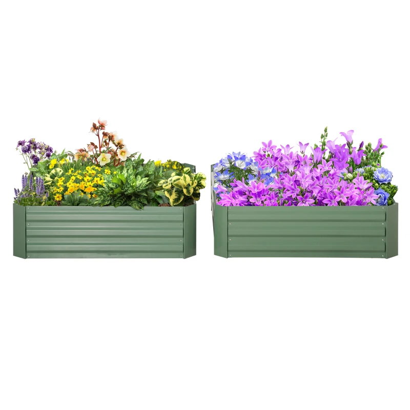 Outsunny 2pc 29" Elevated Herb & Vegetable Planting Box Kit w/ Versatile Uses, Green