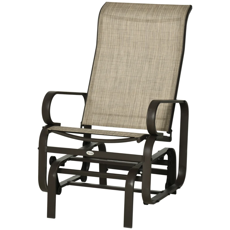 Outsunny Gliding Lounger Chair, Single Rocker with Lightweight Metal & Mesh Construction, Tan(m-11)