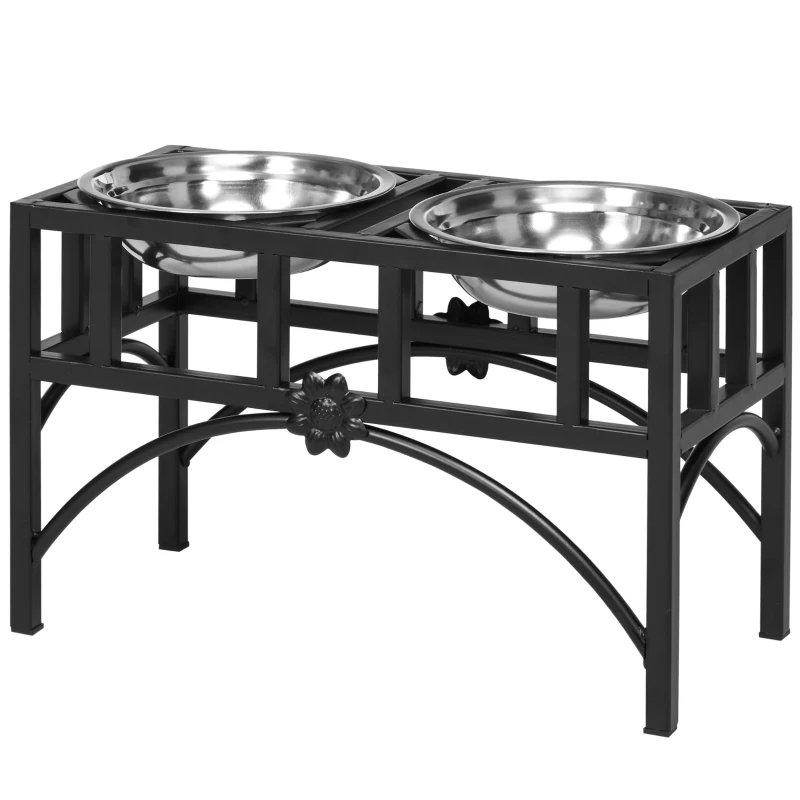 PawHut 17" Double Stainless Steel Heavy Duty Dog Food Bowl Elevated Pet Feeding Station
