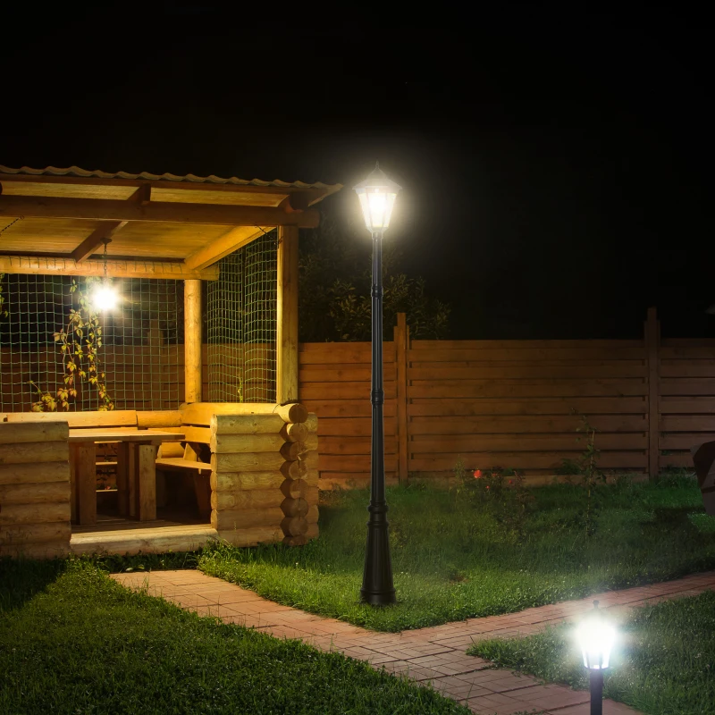 Outsunny 92.5" Outdoor Lamp Post Light, Solar-Powered Streetlight, w/ Clear Glass, Black