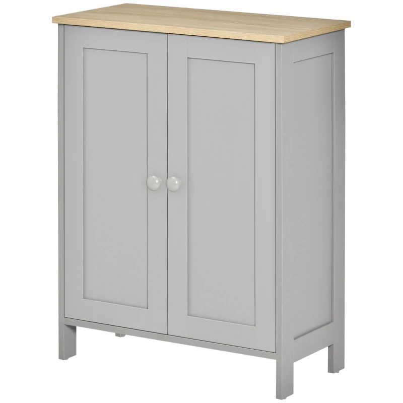 HOMCOM Buffet Cabinet with Storage, Modern Bathroom Floor Cabinet, Sideboard Buffet with 2 Adjustable Shelves and 2 Doors for Kitchen, Living Room, Dining Room, Gray